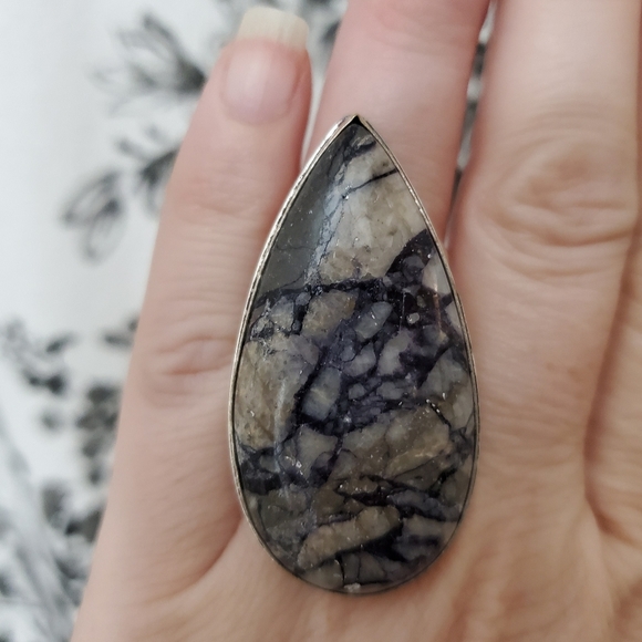 New Oversized Picasso Jasper 925 Silver Ring. - Picture 6 of 7